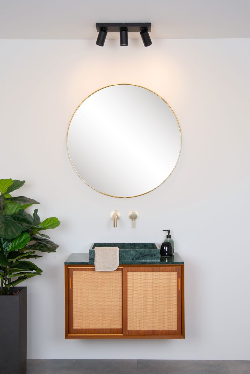 Lucide TAYLOR - Stropné bodové svietidlo Kúpeľňa - LED Dim to warm - GU10 - 3x5W 2200K/3000K - IP44 - Black